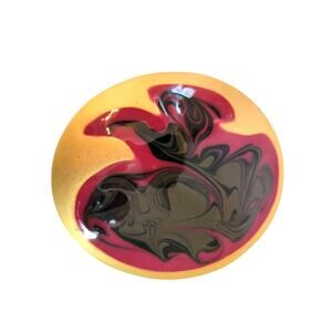 Vintage Don-Lin Signed Enamel Matte Gold Tone Brooch Modernist Art To Wear